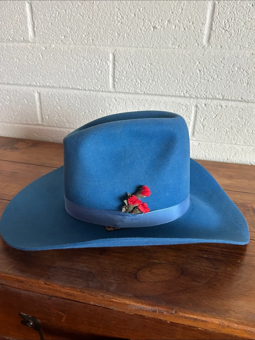 Vintage Eddy Bros. Wool Cowboy Hat - Ladies Long Size 7 - Bright Blue